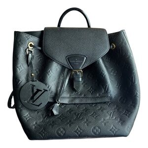 Louis Vuitton Montsouris Monogram Empreinte Embossed Leather Backpack Black